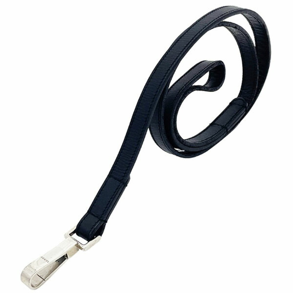 Gucci Dog Leash, Leather, Black, 049 01 18, Pet Dog, Nn-17142